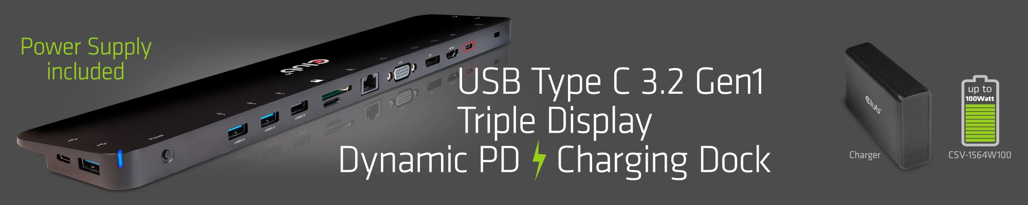 USB Type C 3.2 Gen1 Triple Display Dynamic PD Charging Dock 100W PD Power charger