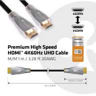 Premium High Speed HDMI 4K60Hz UHD Kabel Stecker / Stecker 1m 30AWG
