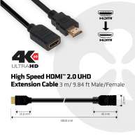 Yüksek Hızlı HDMI 2.0 UHD Uzatma Kablosu M/F 3m/9.84ft