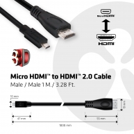 Cable Micro HDMI a HDMI 4K60Hz M/M 1m/3.28ft