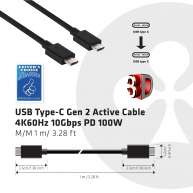 USB Tipo C Gen 2 Cable Activo 4K60Hz 10Gbps PD 100W  Macho/Macho 1 m / 3.28 pies