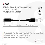 USB 3.1 Type-C to Type-A Cable 10Gbps PD 60W M/M 1m/3.28ft