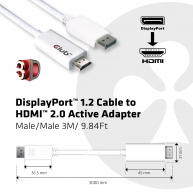 Cable DisplayPort 1.2 a HDMI 2.0 UHD 4K60Hz Adaptador Activo  M/M 3m/ 9.84fFt