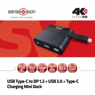 USB Typ-C auf DP 1.2 + USB 3.0 + Typ-C-Lade Mini Dock