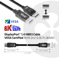 DisplayPort™ 1.4 HBR3 Cable VESA Certified  M/M 2 m / 6.56ft 28AWG