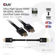 Cable certificado HDMI 4K120Hz, 8K60Hz de Ultra  alta velocidad 48Gbps Macho/Macho 1m/3.28pies