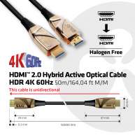 HDMI 2.0 UHD aktives optisches Kabel HDR 4K 60Hz Stecker/Stecker 50 Meter