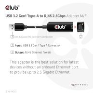 Adaptador USB 3.2 Gen1  Tipo-A a RJ45 2.5Gbps M/H