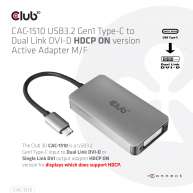 Adaptador activo M/H de USB3.2 Gen1 Tipo-C a Dual Link DVI-D versión HDCP ON 
