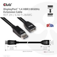 CAC-1022DisplayPort 1.4 HBR3 Extension Cable 8K60Hz M/F 2m/6.56ft