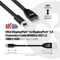 Mini DisplayPort a DisplayPort 1.4 Cable de extensión 8K60Hz DSC 1.2 HBR3 HDR M / F 1m / 3.28 ft