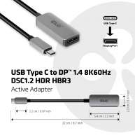 USB Typ-C auf DisplayPort 1.4 8K60Hz HBR3 aktiver Adapter