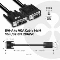 Cable DVI-A a VGA M / M 3m / 9.9Ft 28AWG