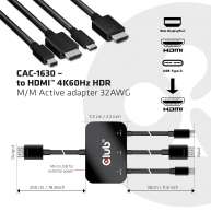 USB tipo C + HDMI™ + Mini DisplayPort™ 1.2 a HDMI™ 4K60Hz HDR M / M Adaptador activo 32AWG