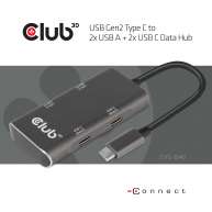  USB Gen2 Type C to 2x USB A + 2x USB C Data Hub