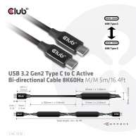 USB 3.2 Gen2 Tipo C a C Cable Bi-direccional activo 8K60Hz M/M 5m / 16.4ft 
