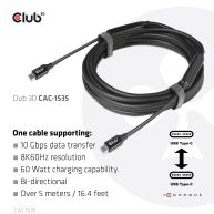 USB 3.2 Gen2 Typ C auf C aktives bidirektionales Kabel 8K60Hz St./St. 5m