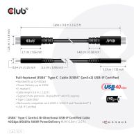 Cable certificado USB-IF bidireccional USB4 Tipo-C Gen3x2 40Gbps 8K60Hz 100W PowerDelivery  M / M 0.8m / 2.6 ft