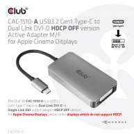 Adaptador M/H activo de USB3.2 Gen1 Tipo-C a Dual Link DVI-D versión HDCP OFF para pantallas Apple Cinema