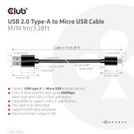 USB 2.0 Type-A to Micro USB Cable M/M 1m /3.28ft