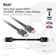 Cable HDMI de ultra alta velocidad 4K120Hz, 8K60Hz 48Gbps M/M 4 m/13.12ft 26AWG