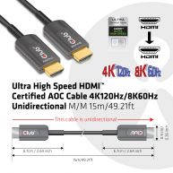 Ultra High Speed HDMI™ Certified AOC Cable 4K120Hz/8K60Hz Unidirectional  M/M 15m/49.21ft