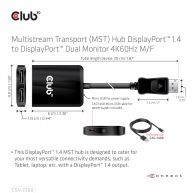 Multi Stream Transport (MST) Hub DisplayPort™ 1.4 auf DisplayPort™ Dual Monitor 4K60Hz