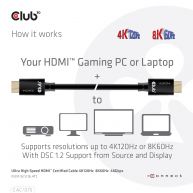 Cable certificado HDMI™ 4K120Hz, 8K60Hz de ultra alta velocidad 48Gbps M/M 5m / 16.4ft
