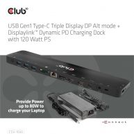 USB Gen1 Typ-C Triple Display DP Alt Mode    Displaylink Dynamic PD Ladedock mit 120 Watt Netzteil