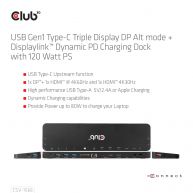 Base de carga PD dinámica de triple pantalla USB Gen1 Type-C DP Alt mode   Displaylink con 120 Watt PS