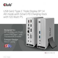 USB Gen2 Type-C Triple pantalla DP™ 1.4 Modo alternativo con base de carga Smart PD de 120 vatios PS