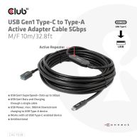 USB Gen1 Type-C to Type-A Active Adapter Cable 5Gbps M/F 10m/32.8ft 