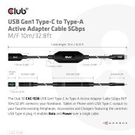 USB Gen1 Typ-C auf Typ-A aktives Adapter-Kabel 5Gbps St./B 10 Meter