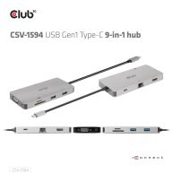 USB Gen1 Typ-C 9-in-1 Hub mit HDMI, VGA, 2x USB Gen1 Typ-A, RJ45, SD/Micro SD Kartenslots und USB Gen1 Typ-C Buchse