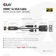 HDMI auf VGA Kabel St./St. 2m 28AWG
