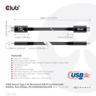 Cable certificado USB4 Gen2x2 Tipo-C Bidireccional USB-IF 4K60Hz, Datos 20Gbps, PD 240W(48V/5A) EPR M/M 2m/6.56 pies