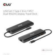 Docking station USB Gen1 Tipo-C 8 en 1 MST Pantalla Dual 4K60Hz Travel Dock
