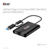USB Gen1 Type-C/-A to Dual HDMI (4K/30Hz) / VGA (1080/60Hz)