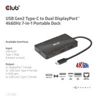 Base portátil 7 en 1 USB Gen2 tipo C a DisplayPort dual 4k60Hz
