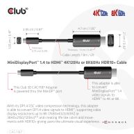 MiniDisplayPort 1.4 a HDMI 4K120Hz o 8K60Hz HDR10+ Cable M/M 1,8 m / 6 pies