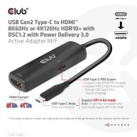 USB Gen2 Type-C to HDMI 8K60Hz or 4K120Hz HDR10+ with DSC1.2 with Power Delivery 3.0 Active Adapter M/F