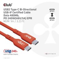 Cable certificado USB2 tipo C bidireccional USB-IF Datos 480 Mb, PD 240 W (48 V/5 A) EPR M/M 1 m/3,23 pies