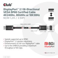 DisplayPort 2.1 Bi-Directional VESA DP80 Certified Cable 4K240Hz, 8K60Hz or 10K30Hz M/M 1.2m/3.94ft