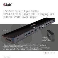 USB Gen1 Type-C Triple Display DP1.4 Alt mode Smart PD3.0 Charging Dock con fuente de alimentación de 100 vatios