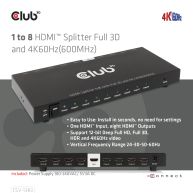 1 auf 8 HDMI™ Splitter Full 3D und 4K60Hz(600MHz)