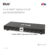 1 auf 8 HDMI™ Splitter Full 3D und 4K60Hz(600MHz)