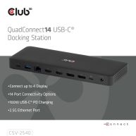 14-in-1 Portable Dock USB Type-C® 10Gbps to DisplayPort2.1 8K Quad Displays Docking Station