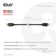 DisplayPort™ 2.1 VESA DP80 Certified Cable 8K240Hz 2m/6.56ft 