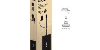 El Club 3D CSV-1478 USB Tipo-C (con adaptador USB-A) a doble DisplayPort™ (4K60Hz) Video Splitter