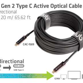 CAC-1589 USB Gen 2 Typ C Aktives Optisches A/V Unidirektional Kabel St/St 20 m